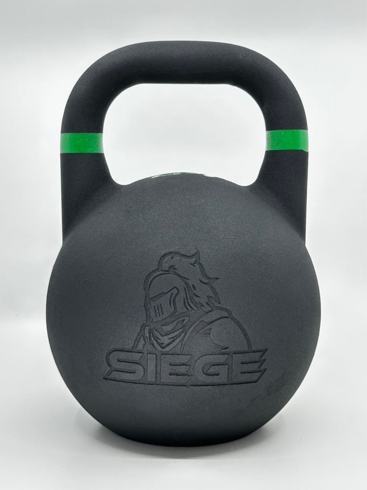 SIEGE matte black powder coat cast iron competition kettlebell 24kg